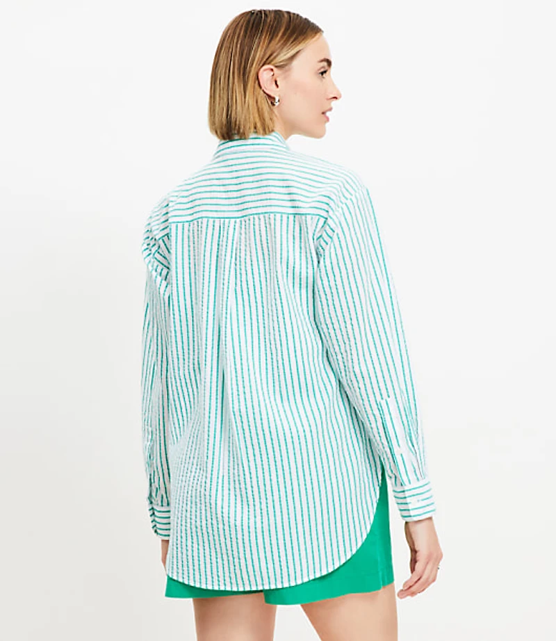 Petite Striped Everyday Oversized Pocket Shirt