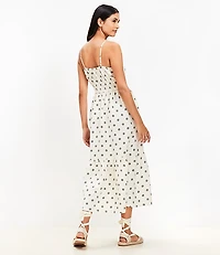 Dotted Tie Linen Blend Strappy Midi Dress