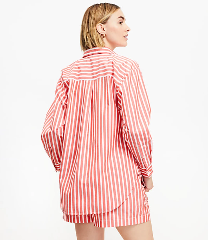 Petite Striped Poplin Everyday Oversized Pocket Shirt