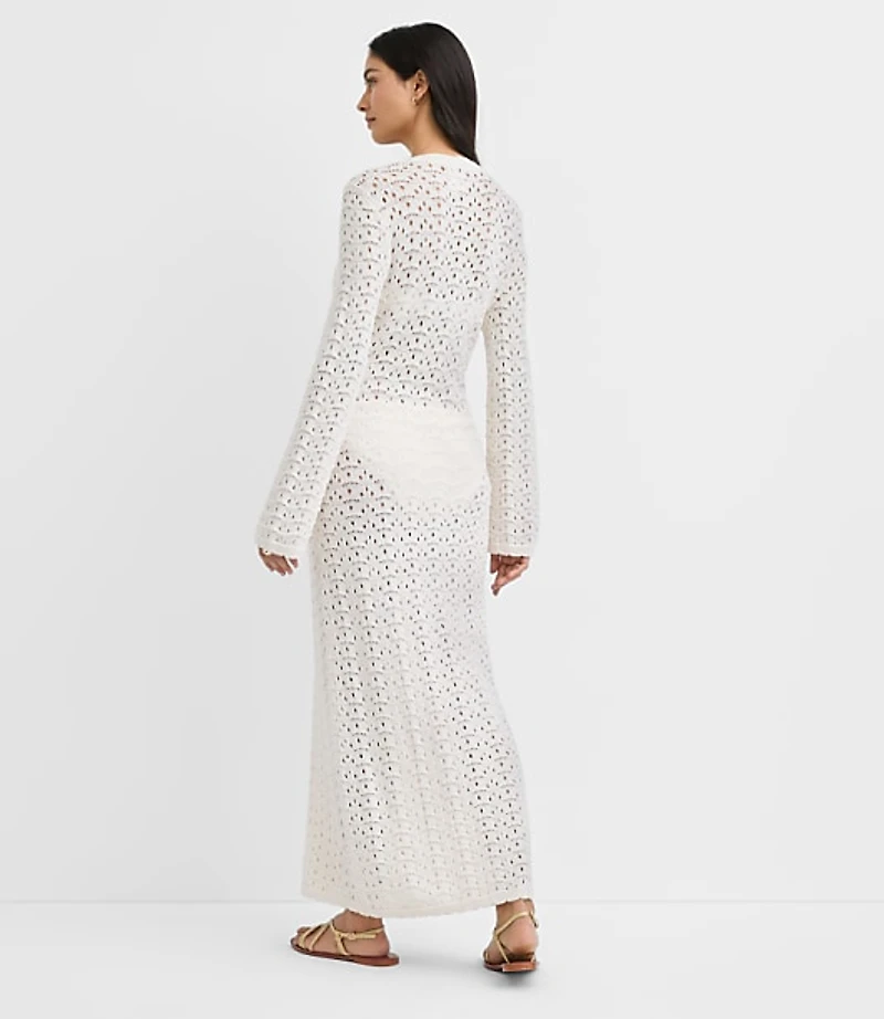 LOFT Beach Pointelle Keyhole Sweater Maxi Swimsuit Coverup