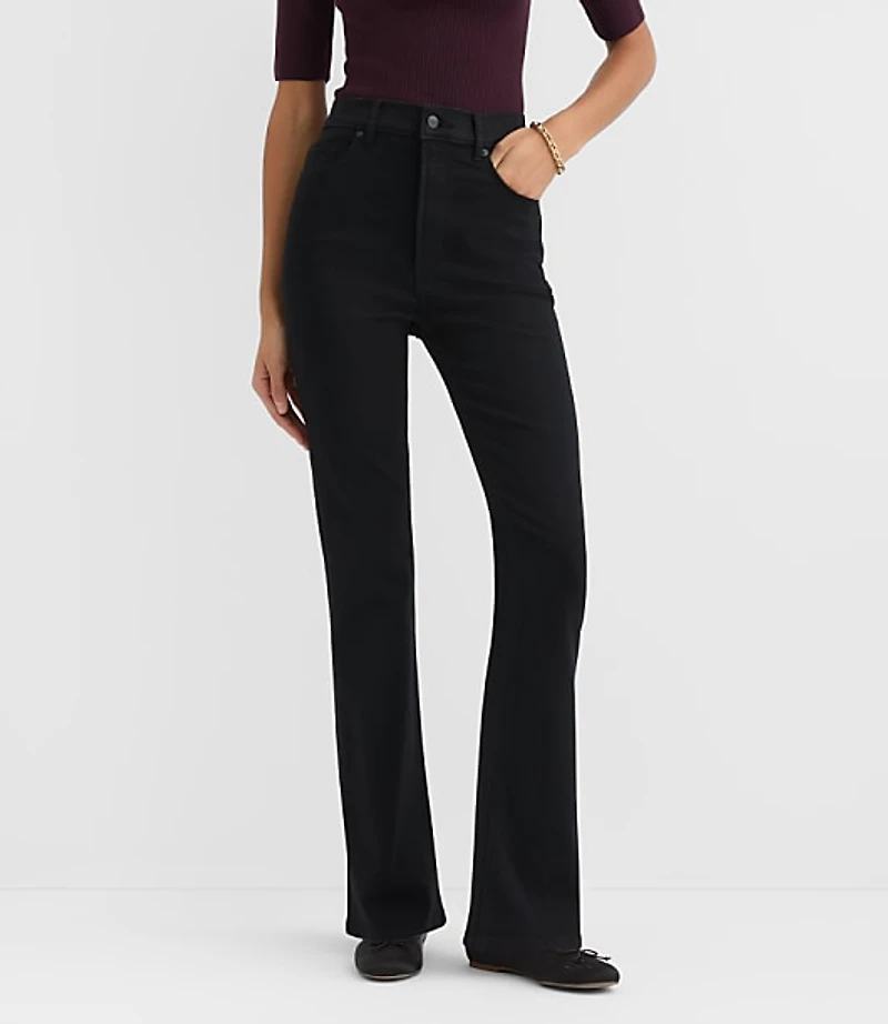 Rivete Tall High Rise Slim Flare Jeans in Noir Wash