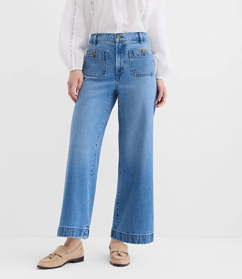 Tall Palmer Wide Leg Crop Jeans Classic Mid Wash