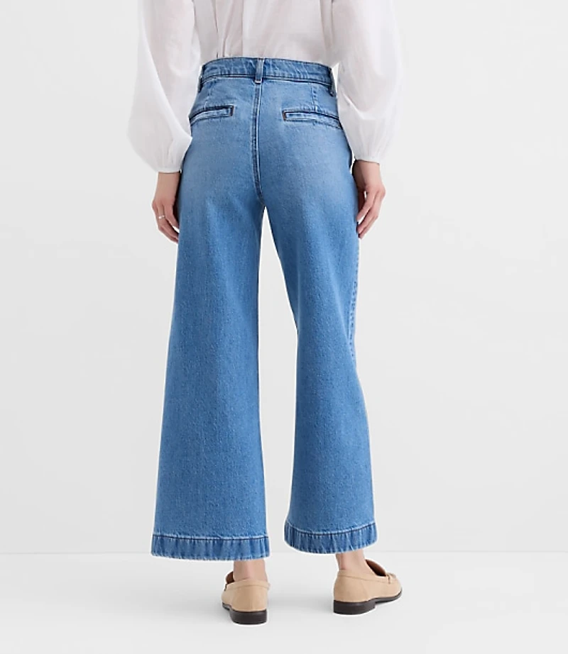 Tall Palmer Wide Leg Crop Jeans Classic Mid Wash