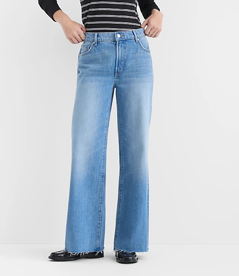 Rivete Tall Fresh Cut Mid Rise Loose Flare Jeans Light Wash