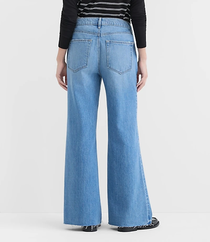 Rivete Tall Fresh Cut Mid Rise Loose Flare Jeans Light Wash