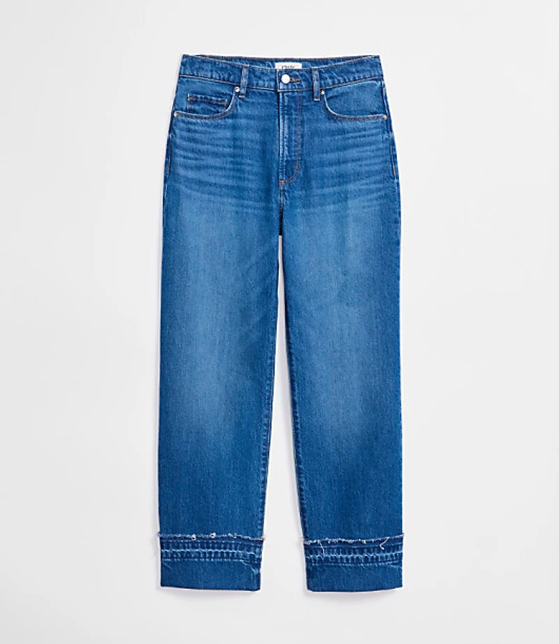 Rivete Tall Curvy Unpicked Cuffed High Rise Straight Jeans in Authentic Indigo