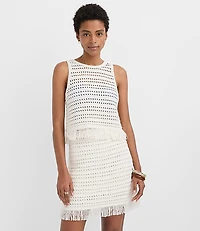 LOFT Beach Stitchy Fringe Sweater Tank Top