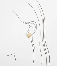 Mixed Metal Heart Stud Earrings
