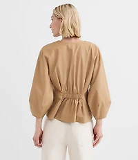 Petite Poplin Cinched Back Shirt