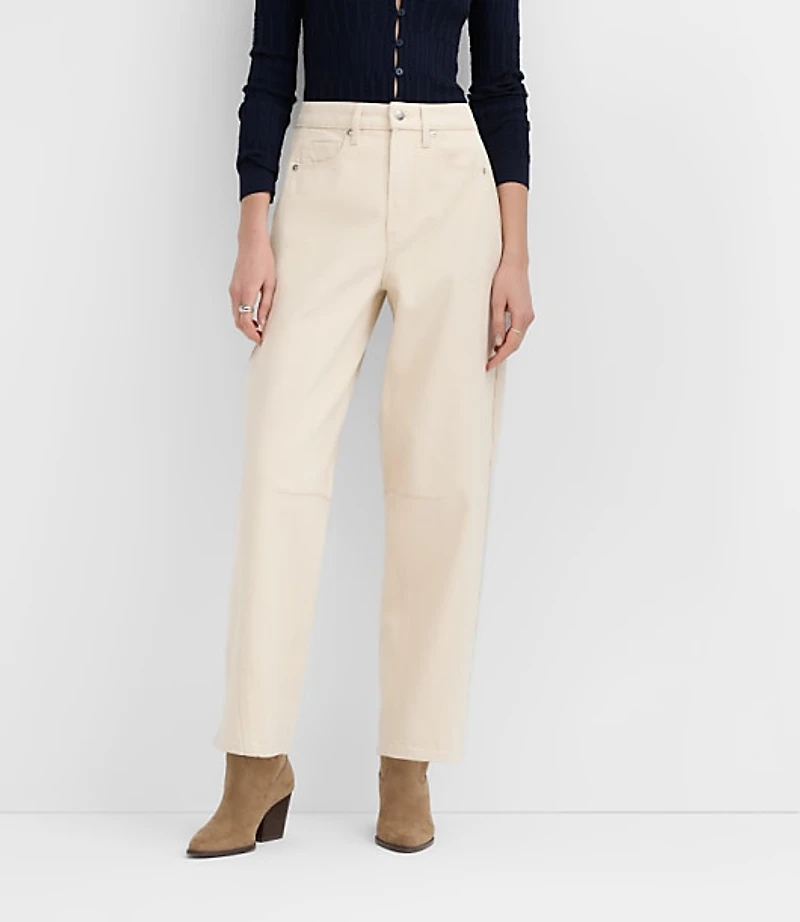 Rivete Tall Seamed High Rise Barrel Jeans Ivory