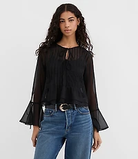 Petite Pintucked Bow Blouse