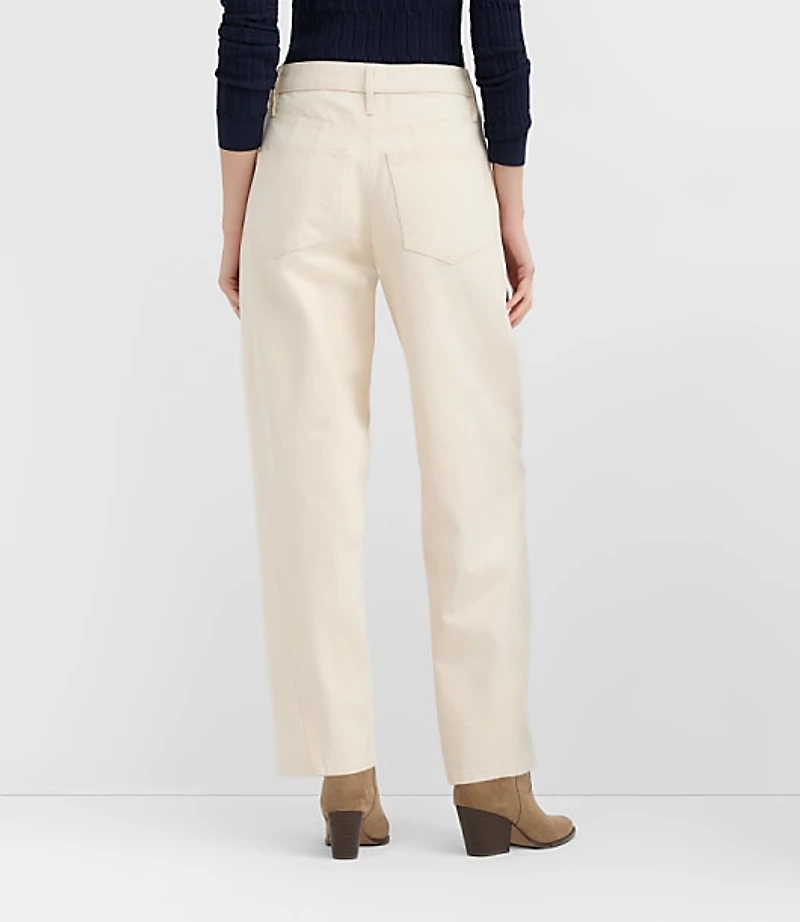 Rivete Tall Curvy Seamed High Rise Barrel Jeans Ivory