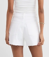 Rivete Tall Curvy High Rise Cut Off Denim Shorts in White