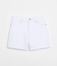 Rivete Tall Curvy High Rise Cut Off Denim Shorts in White