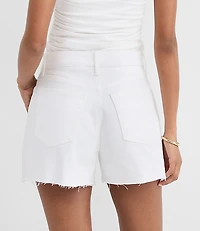 Rivete Tall High Rise Cut Off Denim Shorts in White