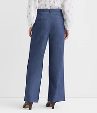 Petite Belted Palmer Wide Leg Pants Refined Denim