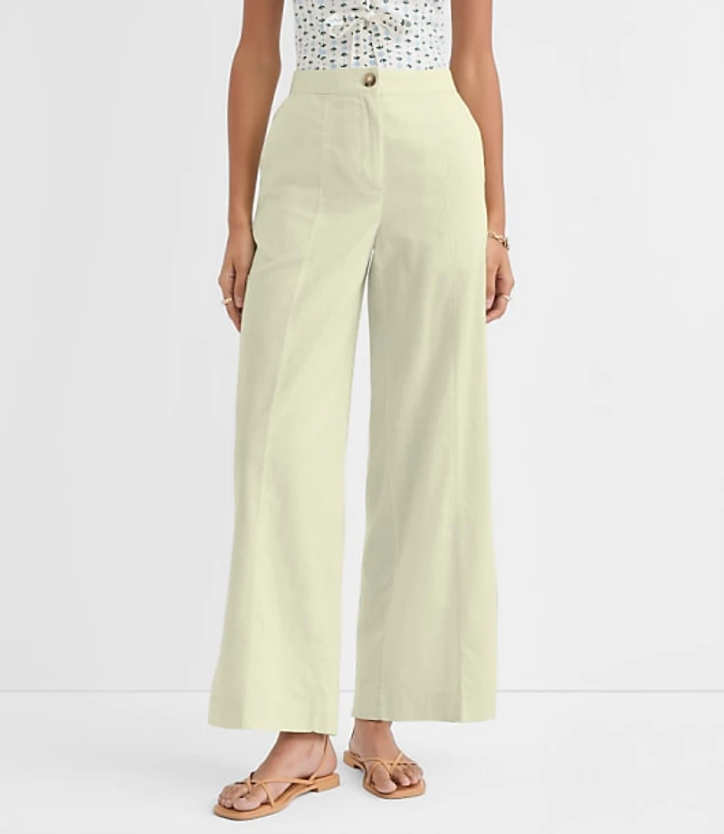 Linen Cotton Pull On Wide Leg Pants