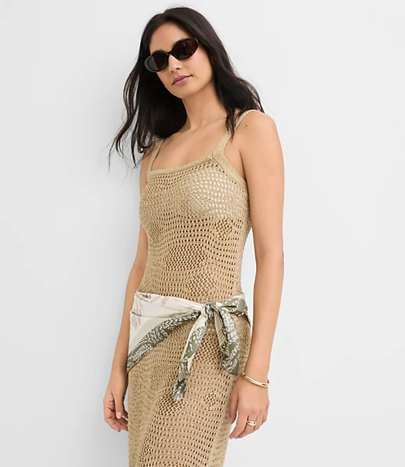 LOFT Beach Shimmer Pointelle Sweater Maxi Swimsuit Coverup