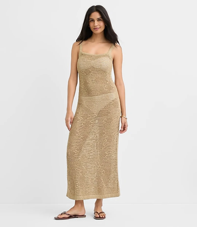 LOFT Beach Shimmer Pointelle Sweater Maxi Swimsuit Coverup