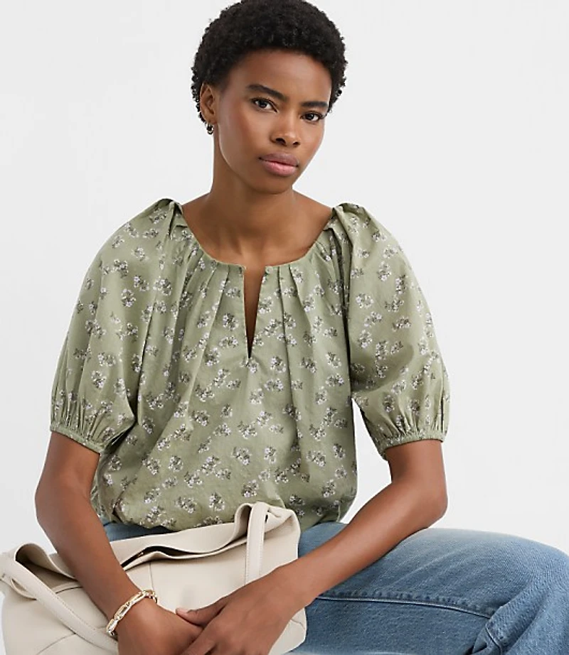 Petite Floral Bubble Blouse