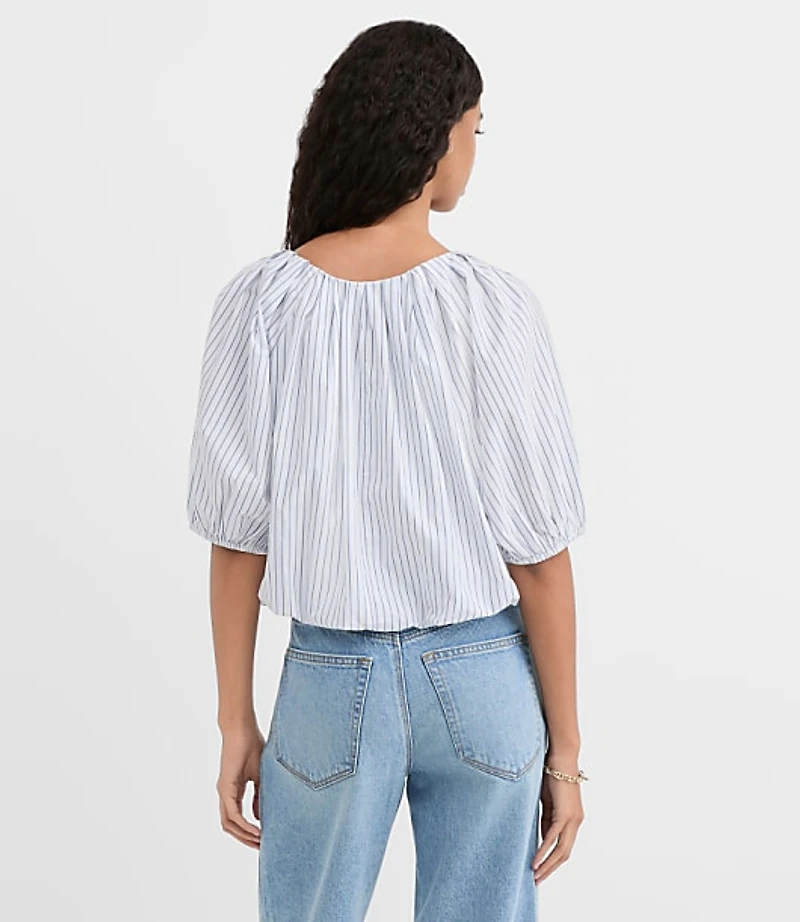 Striped Poplin Bubble Blouse