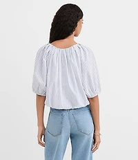Striped Poplin Bubble Blouse