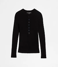 Petite LOFT Versa Ribbed Henley Sweater