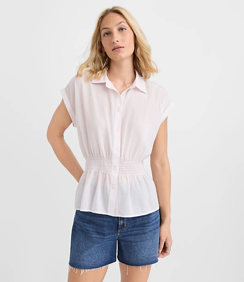 Stripe Smocked Waist Shirt