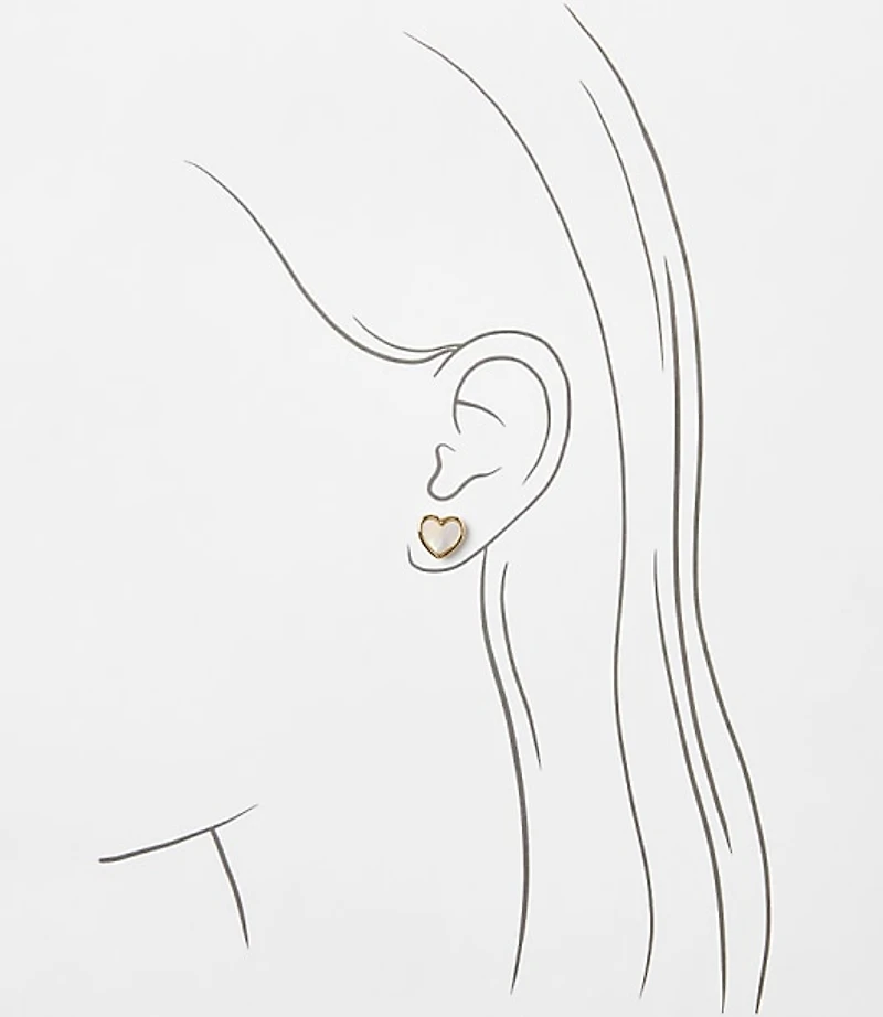 Mother Of Pearl Heart Stud Earring Set