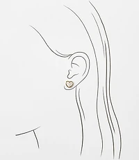 Mother Of Pearl Heart Stud Earring Set