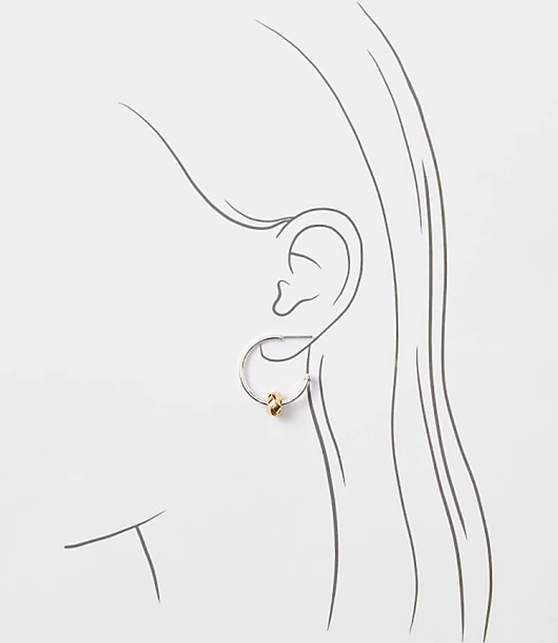 Mixed Metal Knot Hoop Earrings