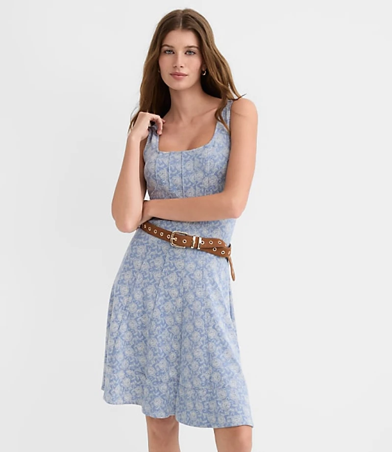 Floral Ponte Seamed Mini Dress
