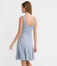 Floral Ponte Seamed Mini Dress