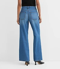 Rivete Petite Curvy Mid Rise Wide Leg Jeans Vintage Dark Wash