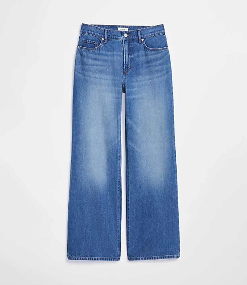 Rivete Petite Curvy Mid Rise Wide Leg Jeans Vintage Dark Wash