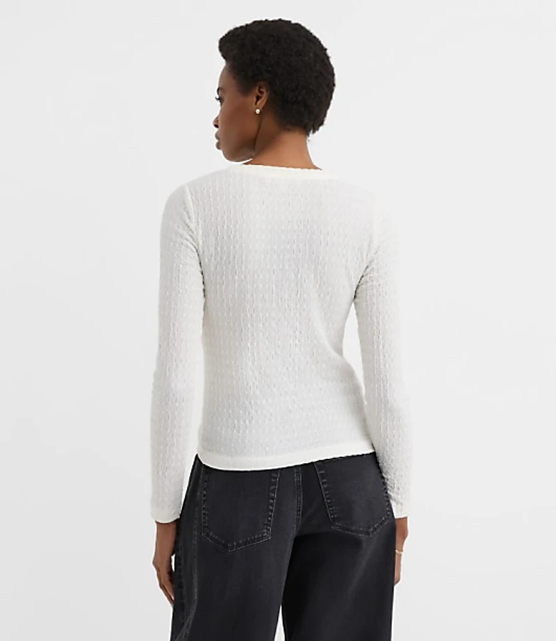 Puckered Long Sleeve Crew Neck Tee