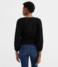 Petite Smocked Lantern Sleeve Blouse