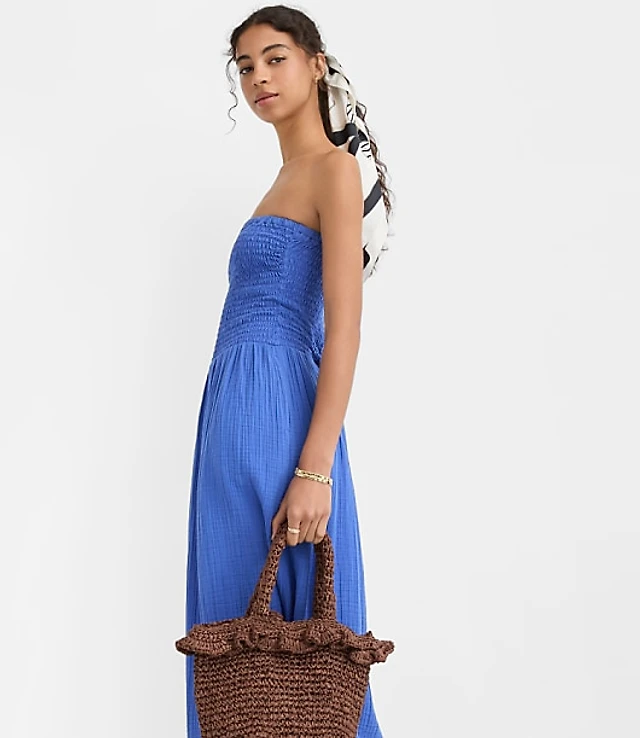 lou & grey striped mixed media maxi pocket dress Lou & Grey Striped Linen Cotton Mixed Media Maxi Pocket Dress