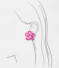 LOFT Beach Floral Raffia Statement Earrings