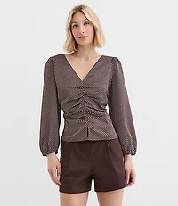 Petite Pindot Ruched Blouse