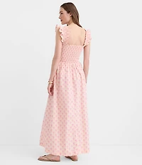 LOFT Beach Garden Poplin Ruffle Strap Maxi Pocket Dress