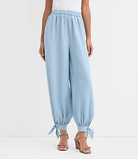 Tie Cuff Balloon Pants in Chambray
