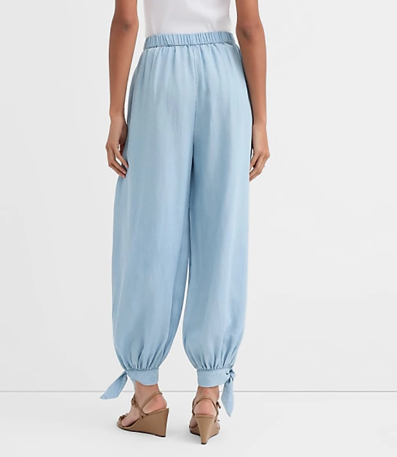 Tie Cuff Balloon Pants in Chambray