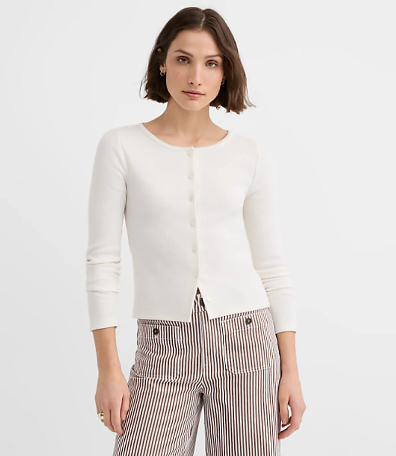 Scalloped Ribbed Cardigan