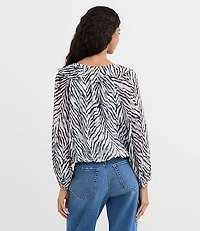 Petite Zebra Print Ruffle Bubble Blouse