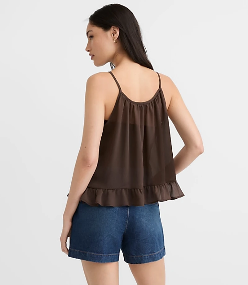 Petite Keyhole Ruffle Hem Cami