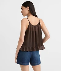 Petite Keyhole Ruffle Hem Cami