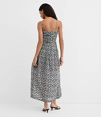Petite Floral Ruched Apron Neck Midi Dress