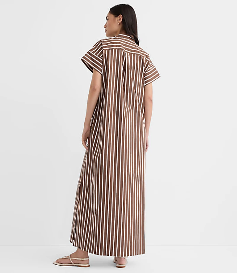 Striped Poplin Maxi Pocket Shirtdress