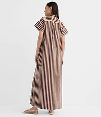 Striped Poplin Maxi Pocket Shirtdress